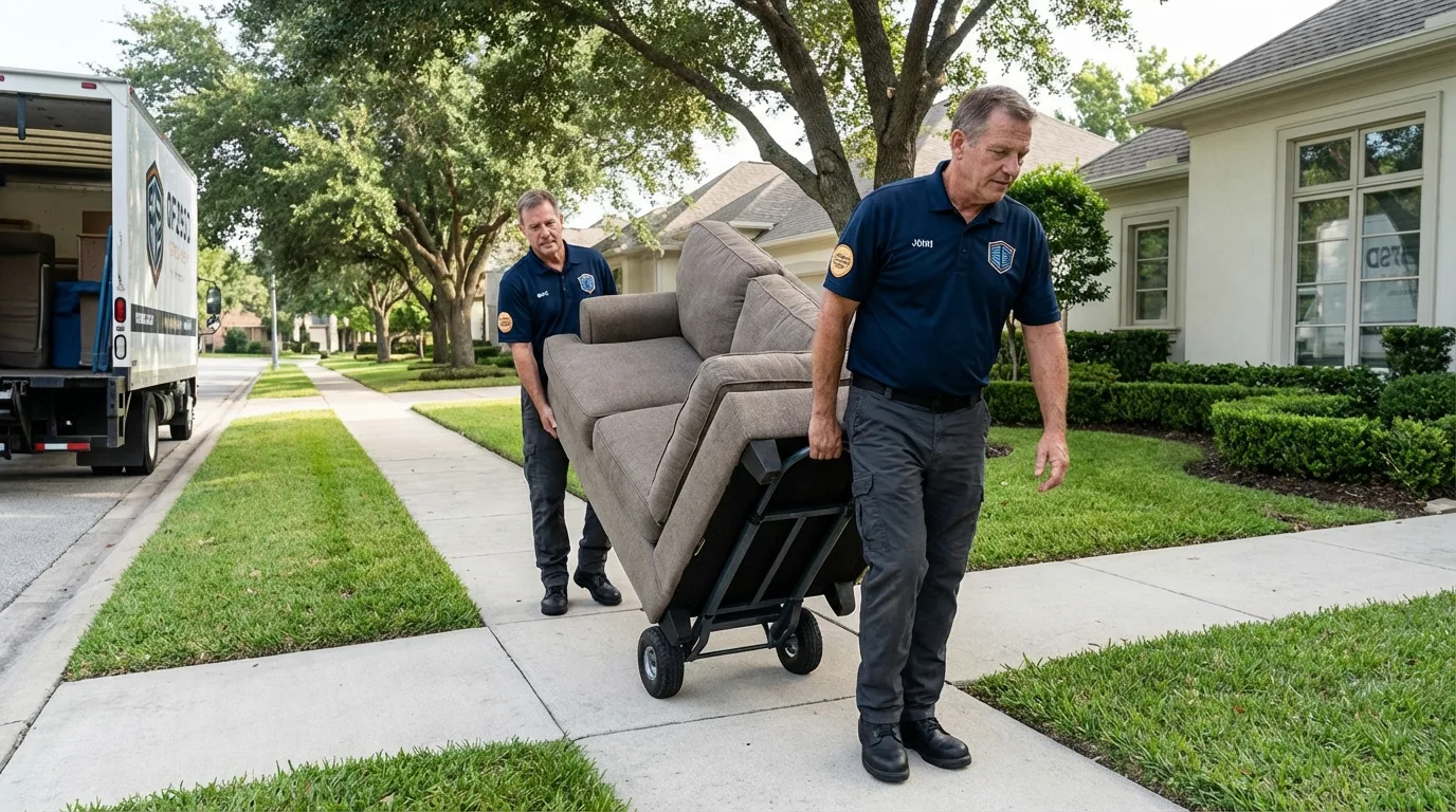 Local residential moving crew loading furniture in Huguenot, NY